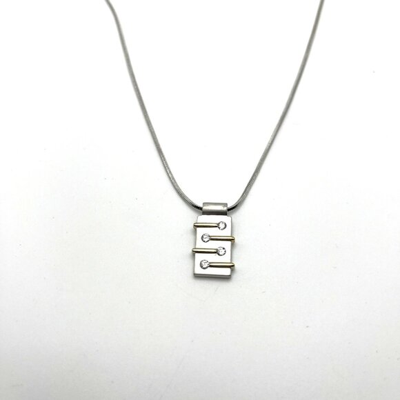 VTG Cookie‎ Lee Cubic Zirconia Rectangle Pendant Necklace With Adjustable Chain - Picture 2 of 4